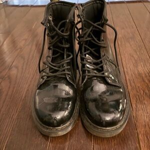 Dr. Marten Used Black Lace-Up Boots-side zip